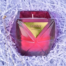 China 8oz Sunny scented Custom Hexagon colored glass candle jar manufacturer