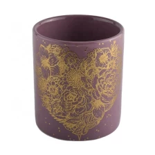 China Cylinder Gold Decal Ceramic candle Holders wholesale manufacturer