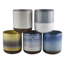 China Fancy Round Bottom Glazing Ceramic Candle Jars 400ml wholesale manufacturer