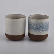 China Matte White Transmutation Glazed Ceramic Candle Jars With Natural Bottom manufacturer