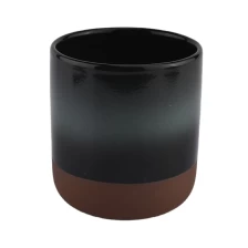 China New arrival empty decorative black ceramic candle holders home decoration manufacturer