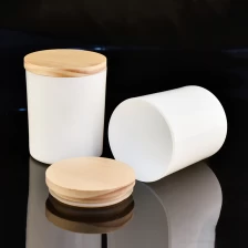China White glass candle jar with wooden lid supply manufacturer