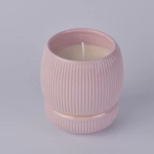China Wholesales decorative empty pink ceramic candle holder manufacturer