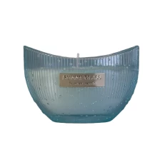 China 10oz Custom boat shaped blue glass candle jars in bulk manufacturer
