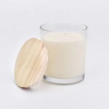China 100% Soy Wax Clear Glass Candle Jars With Wooden Lids manufacturer