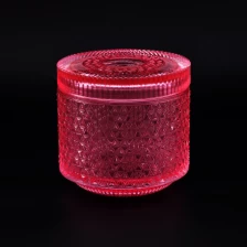 China Wholesales luxury colorful tealight candle glass holders with lids 10oz 20oz manufacturer
