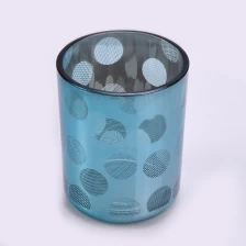 China Luxury empty glass candle jar with laser engraved pattern for candle making manufacturer