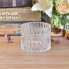 China Wholesales luxury geometric crystal candle glass container with lid manufacturer
