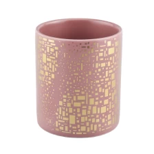 China Bulk luxury print pink ceramic jar candle vessel manufacturer