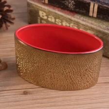 China 12oz Antique custom oval gold ceramic candle jars manufacturer