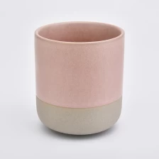 China Pink Ceramic Candle Vessels With Natural Bottom manufacturer