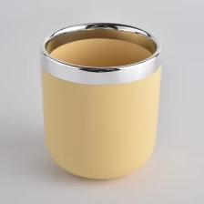 China Yellow Ceramic Candle Jars With Round Bottom manufacturer