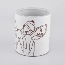 China Custom Ceramic Candle Vessels With Face Pattern manufacturer