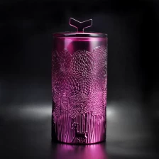 China Sunny new design luxury spraying pink glass candle holder with lid manufacturer