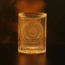China Luxury lotus crystal glass candle jar with lid 10oz 12oz manufacturer