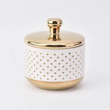 China 20oz Bulk home decoration marble ceramic candle jar with golden lid manufacturer