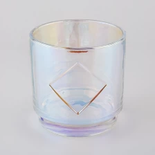 China Large Capacity Holographic Iridescent Glass Candle Jars manufacturer
