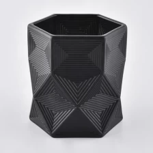 China Hexagon luxury geometric black custom glass candle jar manufacturer