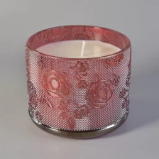 China Romatic Red Rose Glass Candle Jar For Home Wedding Decoration manufacturer