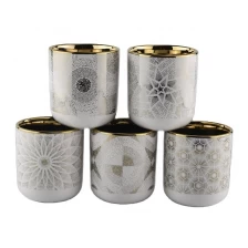 China Gold Plating and White Ceramic Candle holder For Christmas wholesale manufacturer