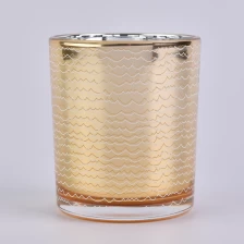 China Wholesale luxury custom empty gold glass candle holder with printing manufacturer