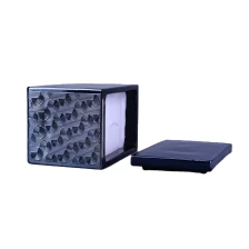 China Home decoration Wholesales custom dark blue scented Glass Candle holder with lids manufacturer