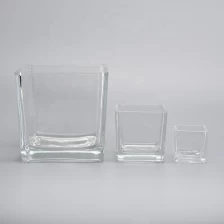 China 8 oz 10 oz Wholesale clear custom square candle glass jar for candles manufacturer