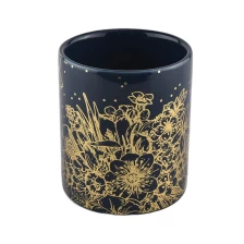 China Wholesales black luxury custom logo ceramic candle holders  home decoration manufacturer