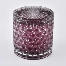 China Red Embossed Glass Candle Jars With Special Decoration manufacturer