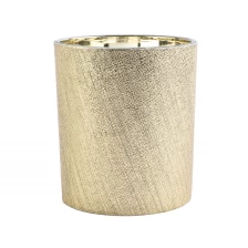 China Bulk cylinder golden PU leather candle holder jars 10oz 12oz manufacturer