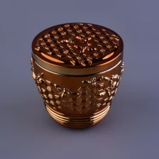 China Sunny bee design votive gold glass candle holder with glass lid manufacturer