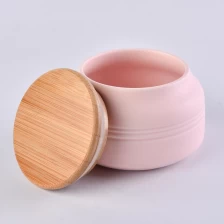 China Home Decoration 8oz Pink Ceramic Candle Jar with lid manufacturer