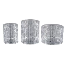 China Luxury Cylinder Embossed Glass Candle Jar for candle making manufacturer