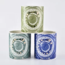 China Wholesales empty decorative cylinder blue ceramic candle holders 10 oz 12 oz manufacturer