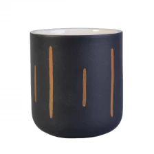 China Supplier black empty cylinder ceramic candle holder jars 8oz manufacturer