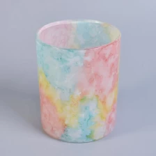 China Wholesales custom empty marble rainbow ceramic candle holder manufacturer