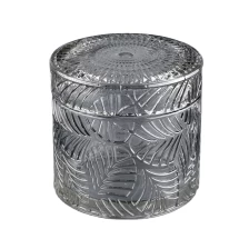 China Luxury Electroplating Embossed Glass Candle Jar With Lids manufacturer