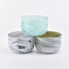 China Marble Pattern Glass Candle Bowl Jars For Candle Making manufacturer