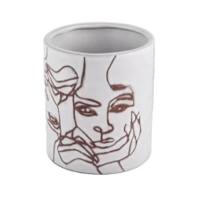 China Debossed Matte White Ceramic Candle Jars 10OZ wholesale manufacturer