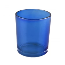 China 10 oz 8 oz 6 oz empty iridescent blue glass cylinder candle holder jar home decoration manufacturer