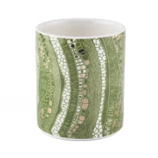 China Home decoration customized printing empty ceramic candle holder jars manufacturer