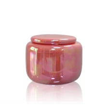 China Wholesales iridescent bulk tealight ceramic candle holders with lid manufacturer