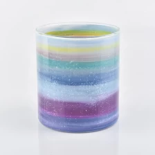 China Rainbow Pattern Hand Blown 750ml Candle Container Wholesale manufacturer