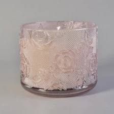 China Custom luxury color engraved candle glass holder 10oz 16oz 20oz manufacturer