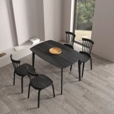 China Modern Style Black Solid Wooden Folding Dining Table manufacturer