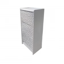 Chine Armoire à chaussures de rangement à 3 seaux en bois blanc Diamond Design fabricant