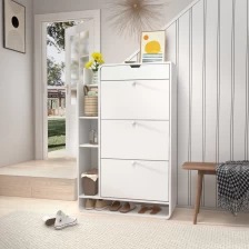 Chine Armoire à chaussures de rangement multifonctionnelle en bois blanc fabricant