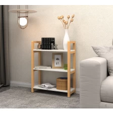 China Three Tier Wooden Storage Rack White For Bedroom/Living Room/Office/Kitchen manufacturer