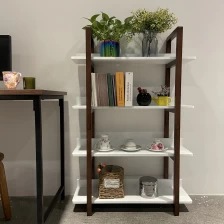 China Four Tier Wooden Storage Rack Glaze For Bedroom Living Room Office Kitchen manufacturer