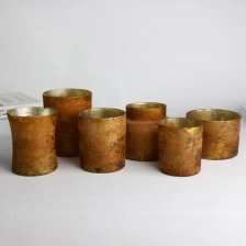 porcelana Conjunto de tarros de velas vacíos de color amarillo jengibre retro desgastado fabricante